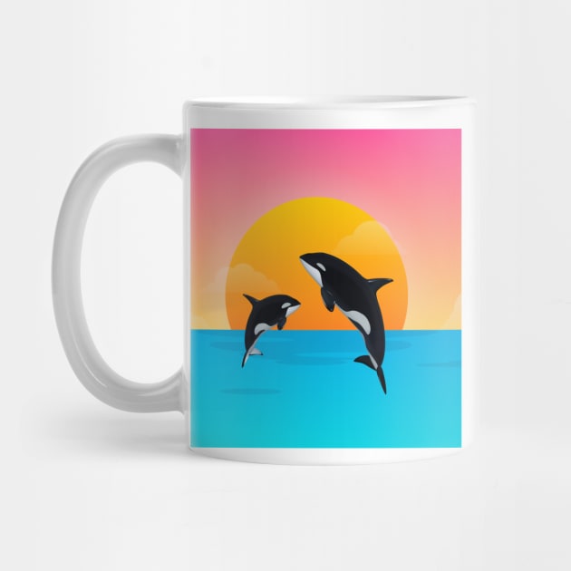 Pink Sunset Orca by IstoriaDesign